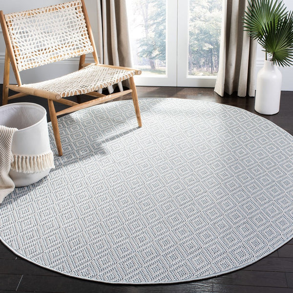 Martha Stewart Indoor Outdoor Martha Stewart Outdoor 337 Indoor - Outdoor Power Loomed Polypropylene Frize Rug Aqua / Cream