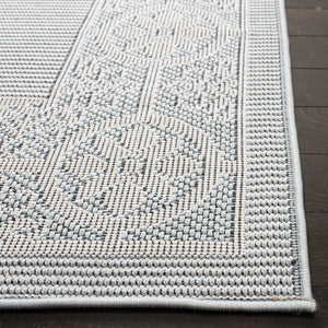 Martha Stewart Indoor Outdoor Martha Stewart Outdoor 338 Indoor - Outdoor Power Loomed Polypropylene Frize Rug Aqua / Cream