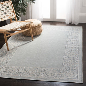 Martha Stewart Indoor Outdoor Martha Stewart Outdoor 338 Indoor - Outdoor Power Loomed Polypropylene Frize Rug Aqua / Cream