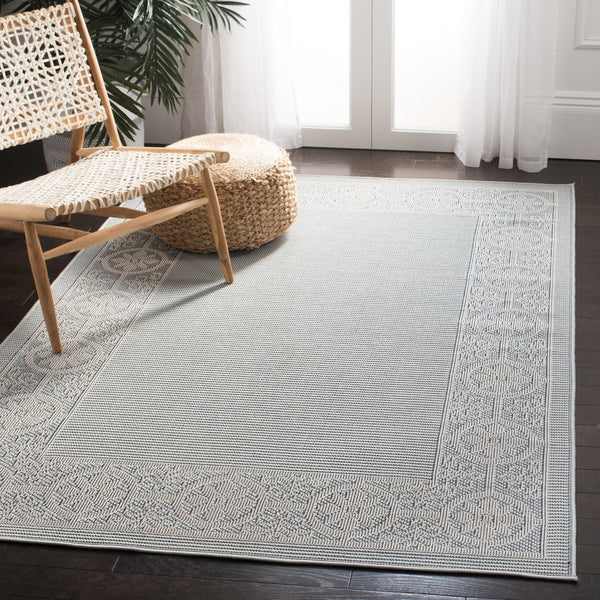 Martha Stewart Indoor Outdoor Martha Stewart Outdoor 338 Indoor - Outdoor Power Loomed Polypropylene Frize Rug Aqua / Cream
