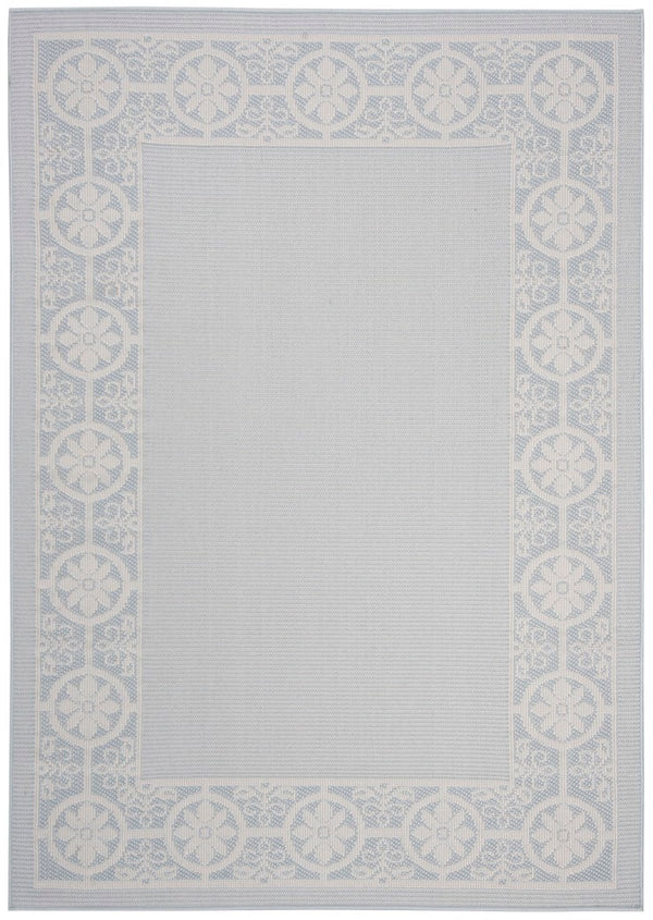 Martha Stewart Indoor Outdoor Martha Stewart Outdoor 338 Indoor - Outdoor Power Loomed Polypropylene Frize Rug Aqua / Cream