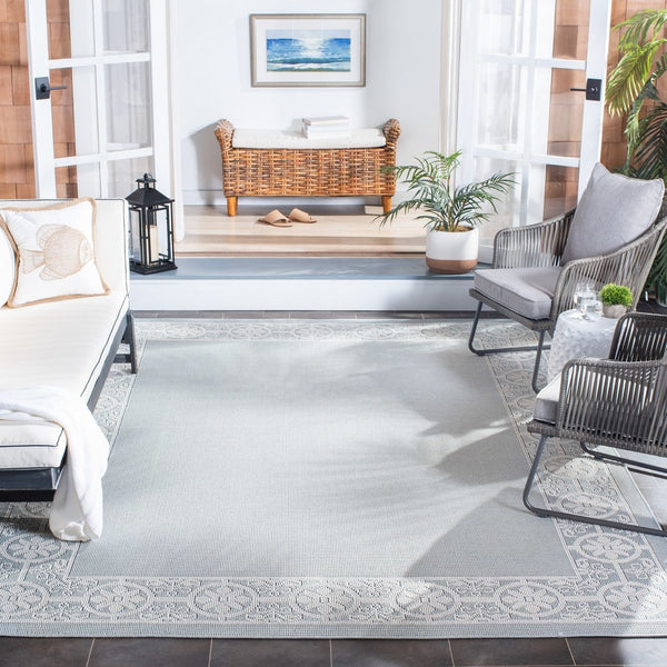 Martha Stewart Indoor Outdoor Martha Stewart Outdoor 338 Indoor - Outdoor Power Loomed Polypropylene Frize Rug Aqua / Cream