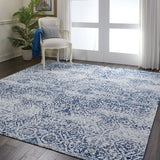 Nourison Damask DAS06 Vintage Machine Made Power-loomed Indoor only Area Rug Ivory/Navy 9' x 12' 99446316400