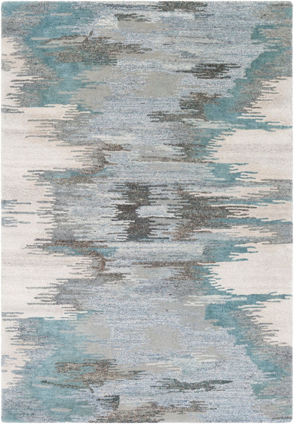 Montclair MTC-2307 Modern Wool, Viscose Rug MTC2307-912 Teal, Seafoam, Beige, Medium Gray, Aqua, Ivory, Dark Brown 80% Wool, 20% Viscose 9' x 12'