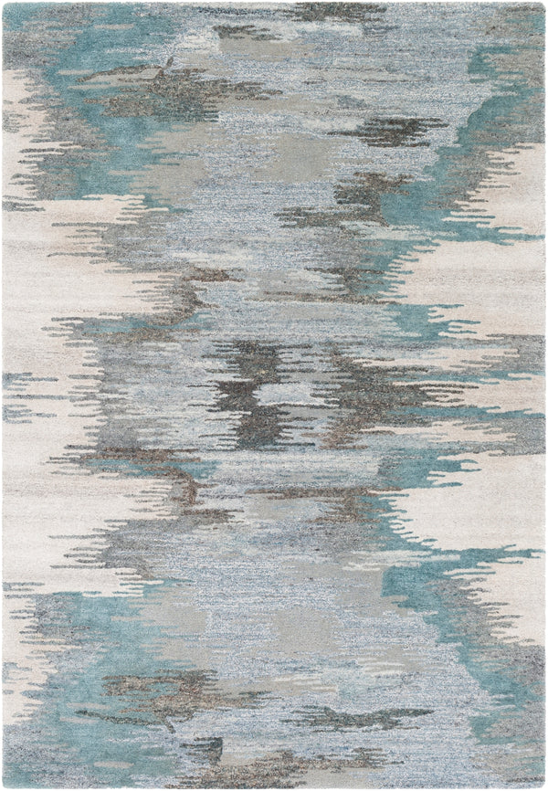 Montclair MTC-2307 Modern Wool, Viscose Rug MTC2307-912 Teal, Seafoam, Beige, Medium Gray, Aqua, Ivory, Dark Brown 80% Wool, 20% Viscose 9' x 12'