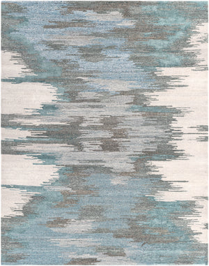 Montclair MTC-2307 Modern Wool, Viscose Rug MTC2307-810 Teal, Seafoam, Beige, Medium Gray, Aqua, Ivory, Dark Brown 80% Wool, 20% Viscose 8' x 10'