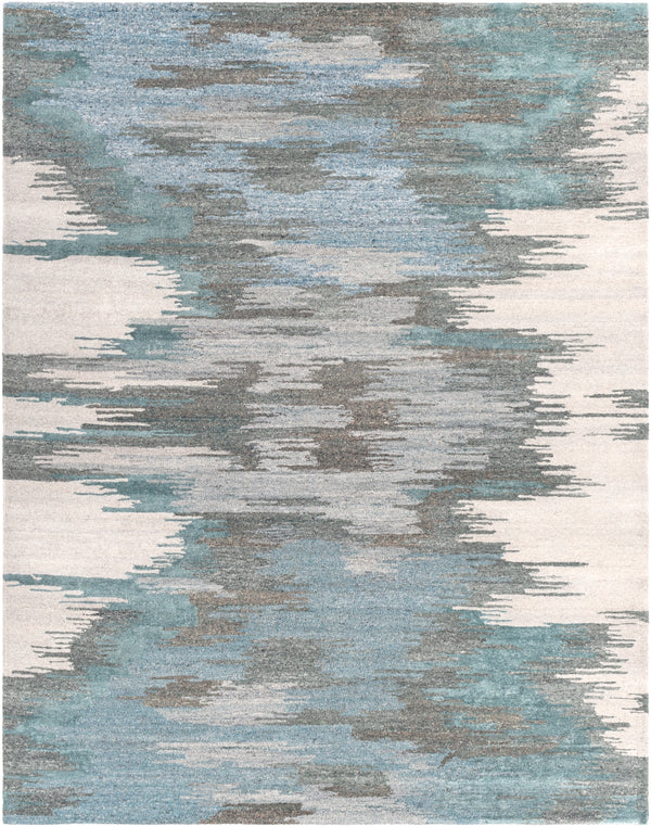 Montclair MTC-2307 Modern Wool, Viscose Rug MTC2307-810 Teal, Seafoam, Beige, Medium Gray, Aqua, Ivory, Dark Brown 80% Wool, 20% Viscose 8' x 10'
