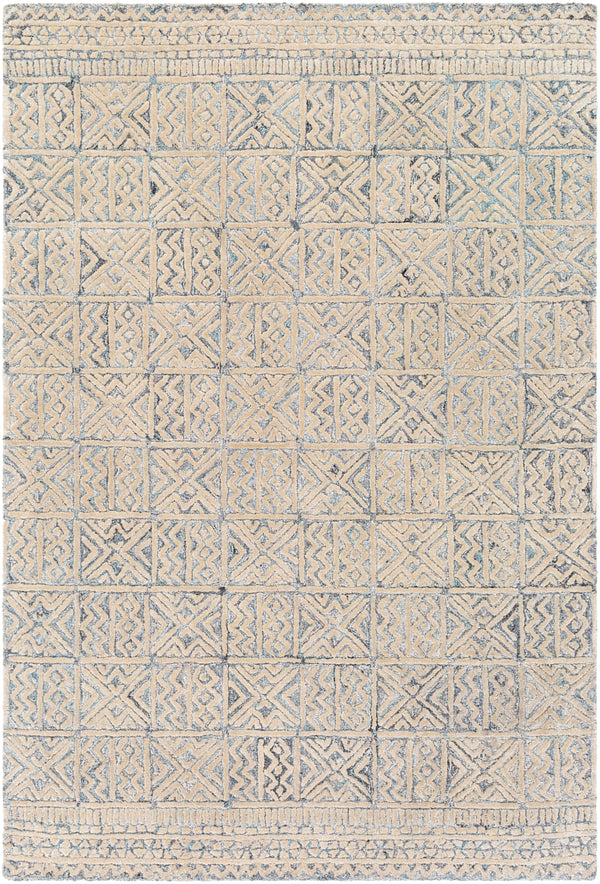Montclair MTC-2312 Global Viscose, Wool Rug MTC2312-912 Sky Blue, Khaki, White, Denim, Black, Medium Gray 80% Viscose, 20% Wool 9' x 12'
