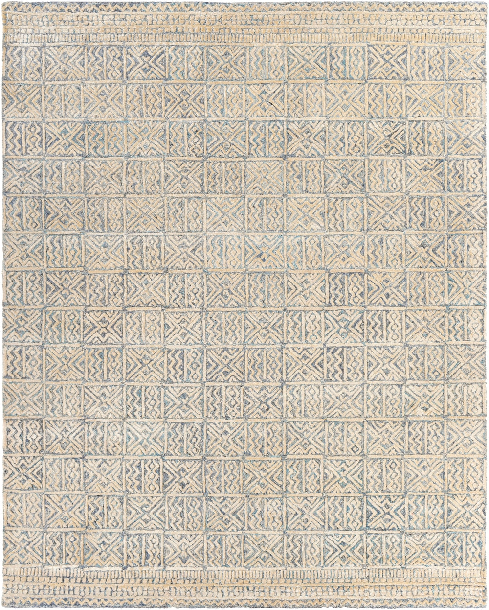 Montclair MTC-2312 Global Viscose, Wool Rug MTC2312-912 Sky Blue, Khaki, White, Denim, Black, Medium Gray 80% Viscose, 20% Wool 9' x 12'