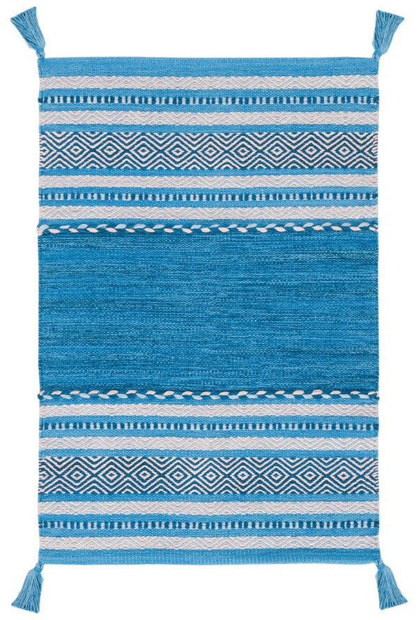 Montauk 215 Hand Woven 100% Cotton Rug Blue / Grey 100% Cotton MTK215M-9