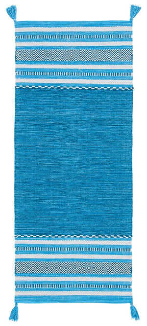 Montauk 215 Hand Woven 100% Cotton Rug Blue / Grey 100% Cotton MTK215M-9