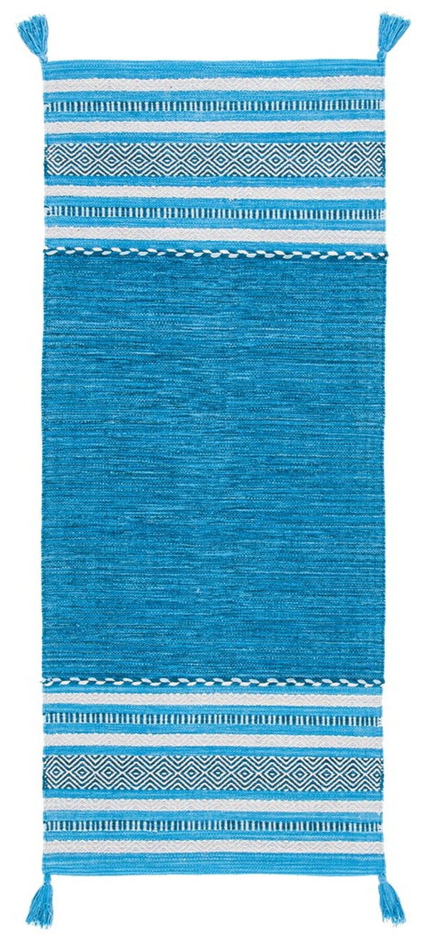 Montauk 215 Hand Woven 100% Cotton Rug Blue / Grey 100% Cotton MTK215M-9