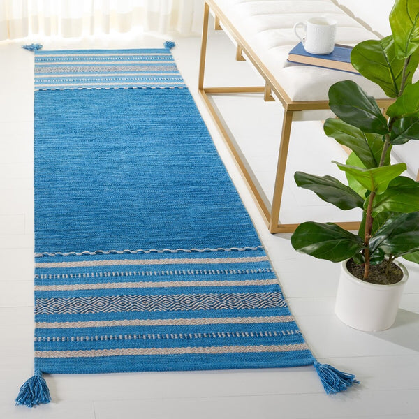 Montauk 215 Hand Woven 100% Cotton Rug Blue / Grey 100% Cotton MTK215M-9