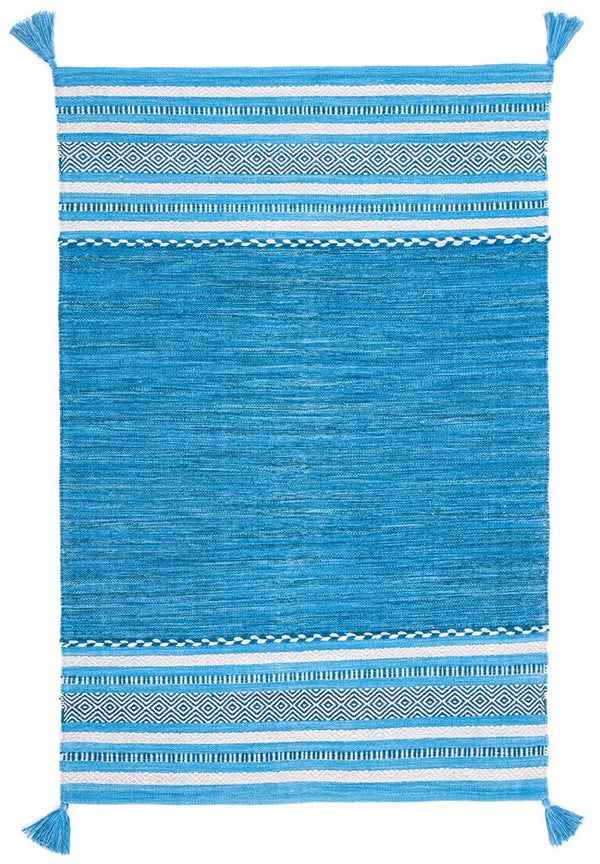 Montauk 215 Hand Woven 100% Cotton Rug Blue / Grey 100% Cotton MTK215M-9
