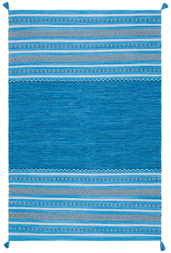 Montauk 215 Hand Woven 100% Cotton Rug Blue / Grey 100% Cotton MTK215M-9