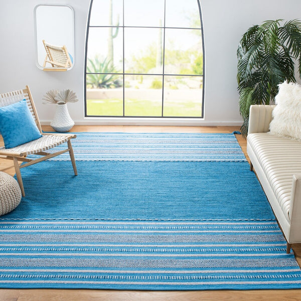 Montauk 215 Hand Woven 100% Cotton Rug Blue / Grey 100% Cotton MTK215M-9