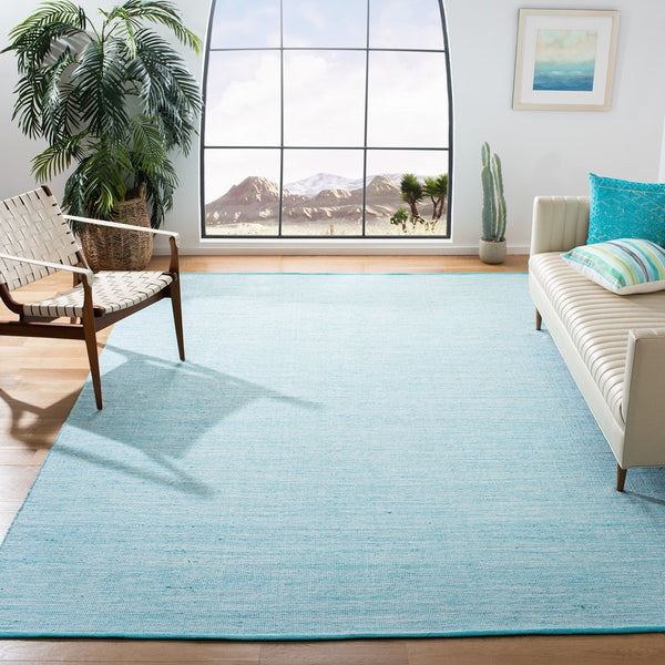 Montauk 250 Contemporary Flat Weave 100% Cotton Pile Rug Aqua / Blue