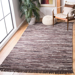 Montauk 251 Contemporary Flat Weave 100% Recycled Cotton Chindi Rug Brown / Ivory