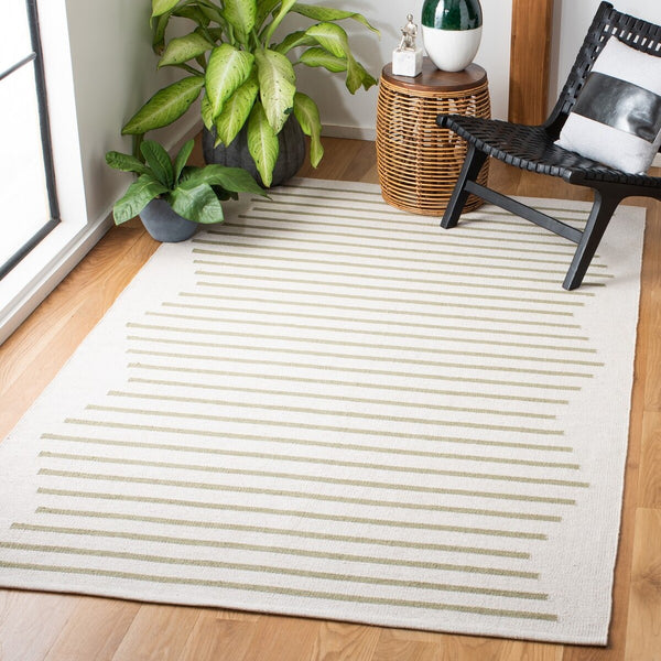 Safavieh Montauk 313 Hand Woven 100% Cotton Rug Ivory / Light Green 100% Cotton MTK313J-9