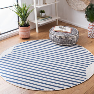 Safavieh Montauk 313 Hand Woven 100% Cotton Rug Ivory / Navy 100% Cotton MTK313M-9