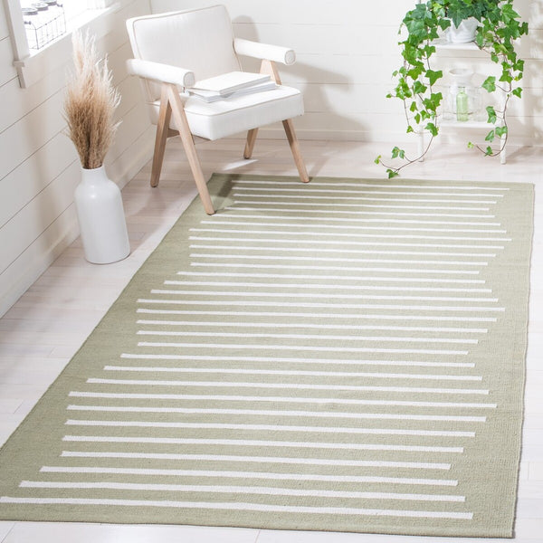Safavieh Montauk 313 Hand Woven 100% Cotton Rug Light Green / Ivory 100% Cotton MTK313W-9