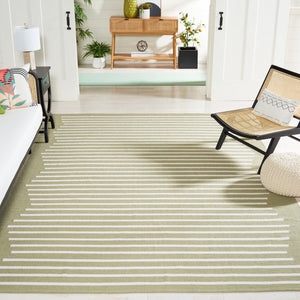 Safavieh Montauk 313 Hand Woven 100% Cotton Rug Light Green / Ivory 100% Cotton MTK313W-9