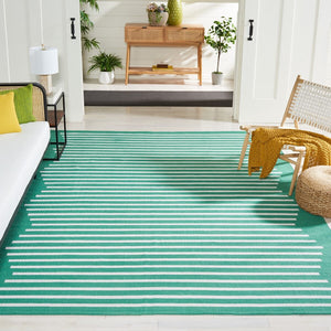 Safavieh Montauk 313 Hand Woven 100% Cotton Rug Dark Green / Ivory 100% Cotton MTK313Y-9