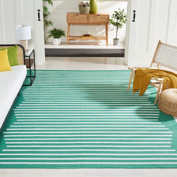 Safavieh Montauk 313 Hand Woven 100% Cotton Rug Dark Green / Ivory 100% Cotton MTK313Y-9