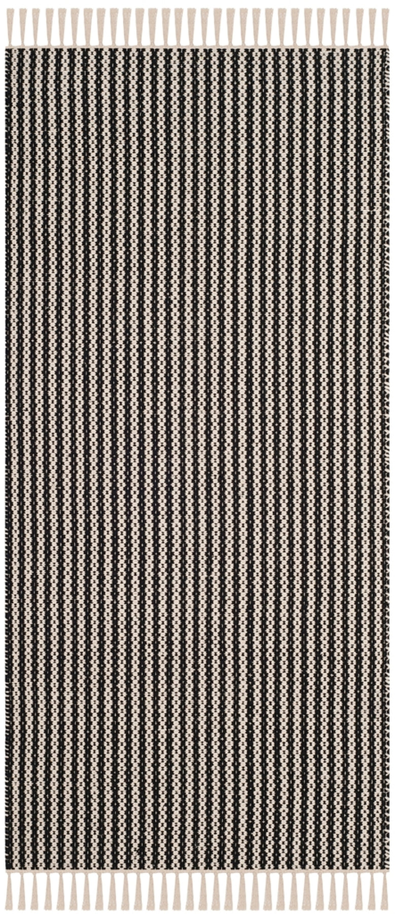 Montauk 318  Hand Woven Cotton Pile Rug Ivory / Blue
