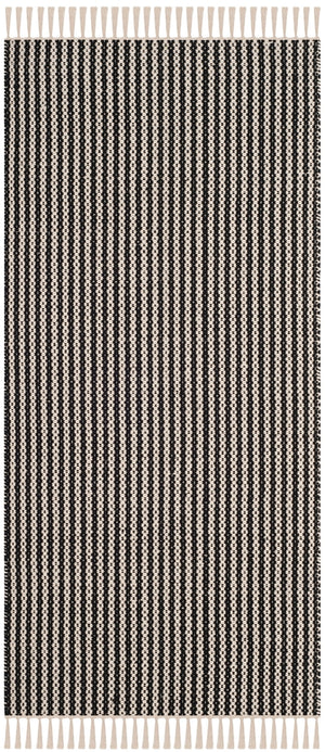 Montauk 318  Hand Woven Cotton Pile Rug Ivory / Black