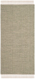 Montauk 318  Hand Woven Cotton Pile Rug Ivory / Green