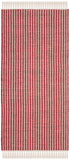 Montauk 318  Hand Woven Cotton Pile Rug Ivory / Red