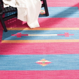 Montauk 551 Hand Weaved 100% Cotton Rug Red / Blue 100% COTTON MTK551Q-6SQ