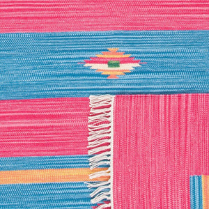 Montauk 551 Hand Weaved 100% Cotton Rug Red / Blue 100% COTTON MTK551Q-6SQ