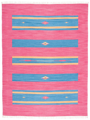 Montauk 551 Hand Weaved 100% Cotton Rug Red / Blue 100% COTTON MTK551Q-6SQ