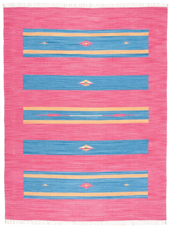 Montauk 551 Hand Weaved 100% Cotton Rug Red / Blue 100% COTTON MTK551Q-6SQ