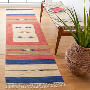 Montauk 552 Hand Weaved 100% Cotton Rug Blue / Red 100% COTTON MTK552A-6SQ