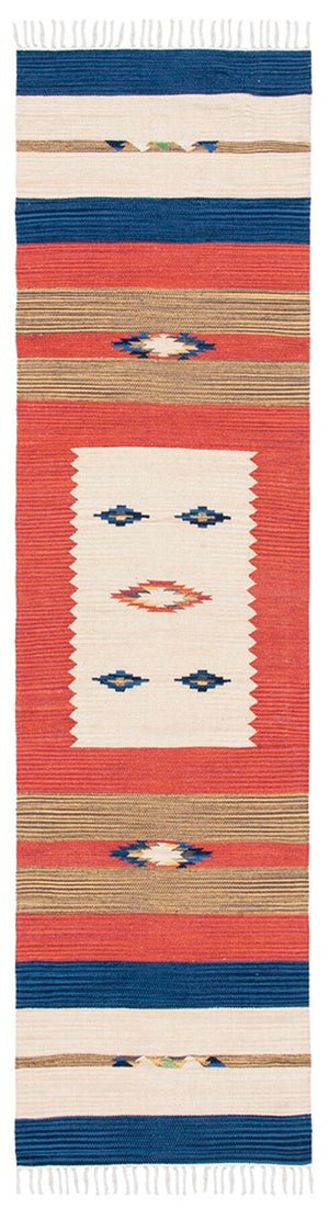 Montauk 552 Hand Weaved 100% Cotton Rug Blue / Red 100% COTTON MTK552A-6SQ