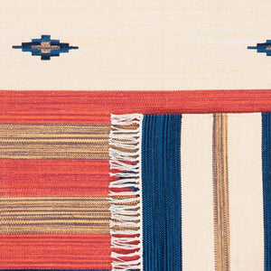 Montauk 552 Hand Weaved 100% Cotton Rug Blue / Red 100% COTTON MTK552A-6SQ