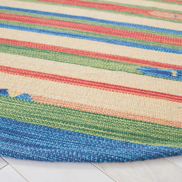 Montauk 553 Hand Weaved 100% Cotton Rug Green / Blue 100% COTTON MTK553Y-4