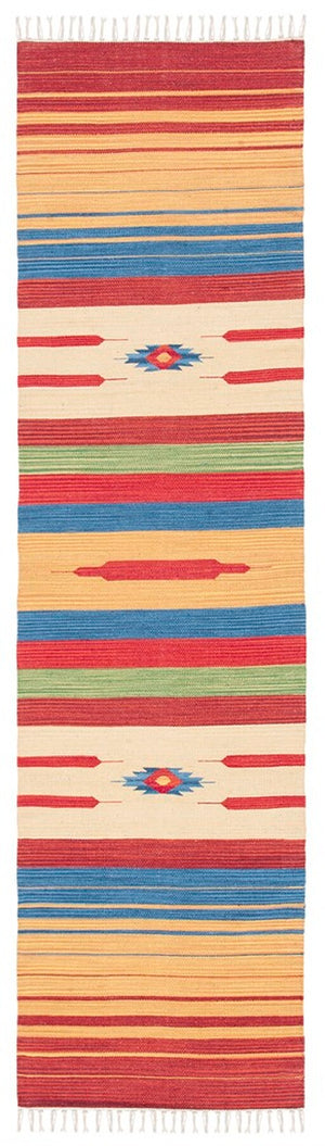 Montauk 554 Hand Weaved 100% Cotton Rug Red / Blue 100% COTTON MTK554Q-4