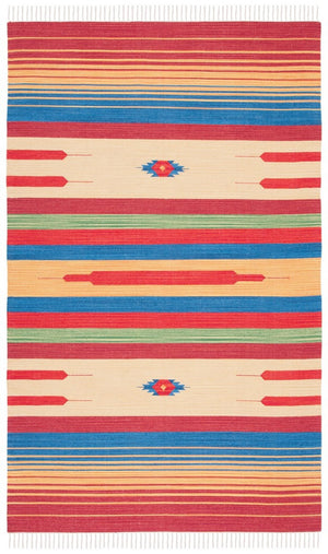Montauk 554 Hand Weaved 100% Cotton Rug Red / Blue 100% COTTON MTK554Q-4