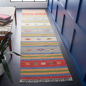 Montauk 555 Hand Weaved 100% Cotton Rug Blue / Red 100% COTTON MTK555M-4