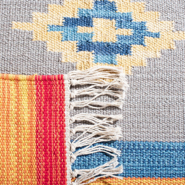 Montauk 555 Hand Weaved 100% Cotton Rug Blue / Red 100% COTTON MTK555M-4