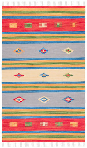 Montauk 555 Hand Weaved 100% Cotton Rug Blue / Red 100% COTTON MTK555M-4