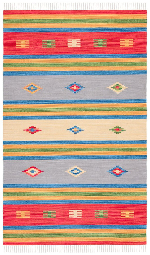 Montauk 555 Hand Weaved 100% Cotton Rug Blue / Red 100% COTTON MTK555M-4