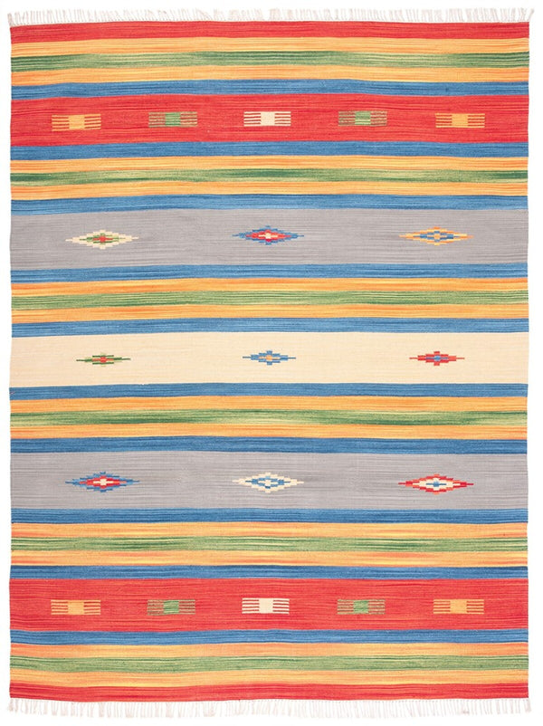 Montauk 555 Hand Weaved 100% Cotton Rug Blue / Red 100% COTTON MTK555M-4