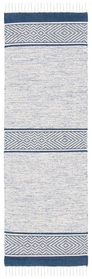 Montauk 651 Handloomed 100% Cotton Bohemian Rug Ivory / Navy 100% COTTON MTK651N-8