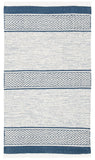 Montauk 651 Handloomed 100% Cotton Bohemian Rug Ivory / Navy 100% COTTON MTK651N-8