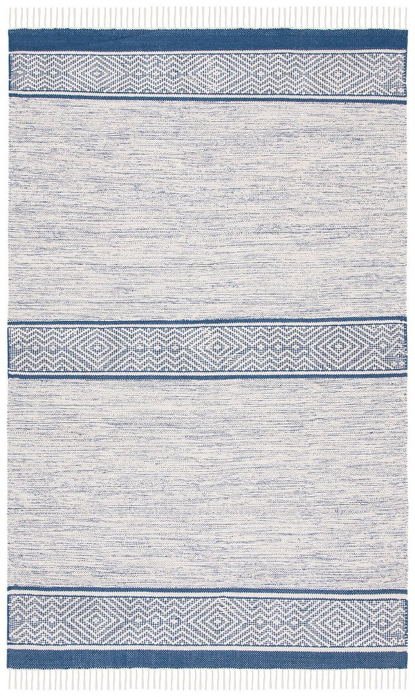 Montauk 651 Handloomed 100% Cotton Bohemian Rug Ivory / Navy 100% COTTON MTK651N-8